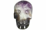Polished Banded Agate Skull with Amethyst Crystal Pocket #148119-1